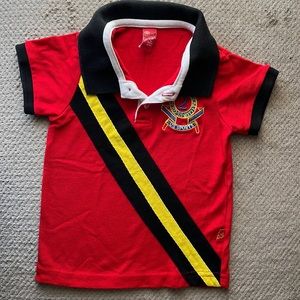 Red collared shirt